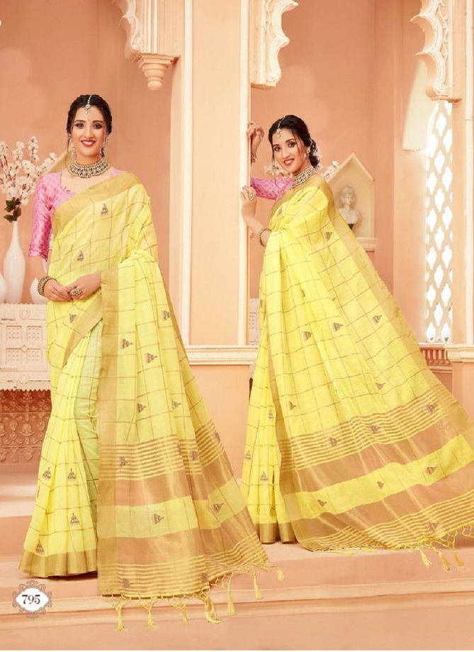 Yellow Colour Aradhana Stylewell New Latest Designer Ethnic Wear Cotton Saree Collection 795